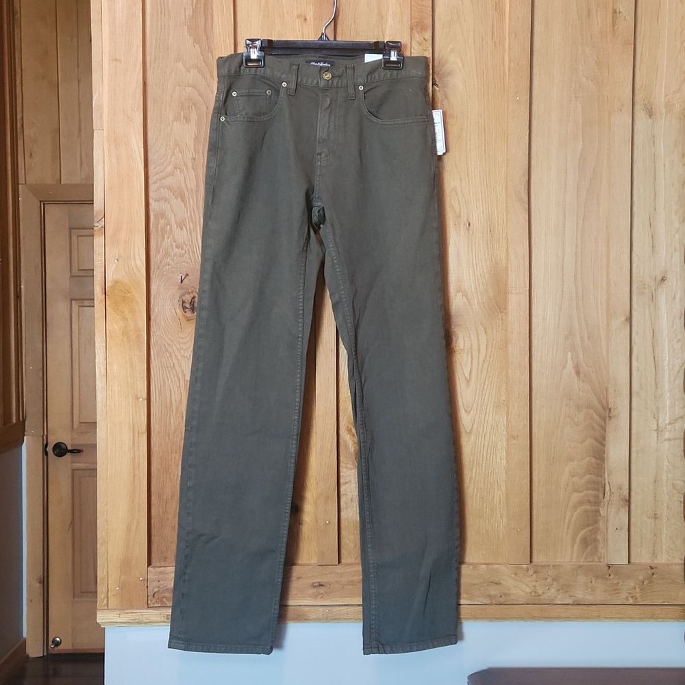 NEW Flag & Anthem Nashville Straight Leg Stretch Jeans, 29" X 34", Olive Green